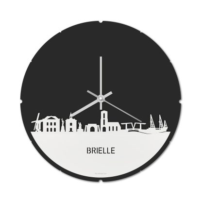 Skyline Klok Rond Brielle Wit glanzend gerecycled kunststof cadeau decoratie relatiegeschenk van WoodWideCities