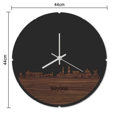 Skyline Klok Rond Brugge Bamboe houten cadeau decoratie relatiegeschenk van WoodWideCities