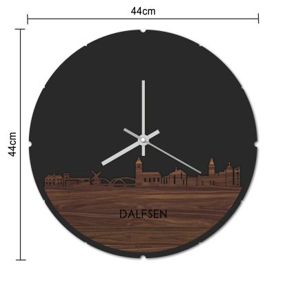 Skyline Klok Rond Dalfsen Eiken houten cadeau decoratie relatiegeschenk van WoodWideCities