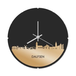 Skyline Klok Rond Dalfsen Metallic Goud gerecycled kunststof cadeau decoratie relatiegeschenk van WoodWideCities