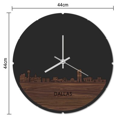 Skyline Klok Dallas Eiken houten cadeau decoratie relatiegeschenk van WoodWideCities