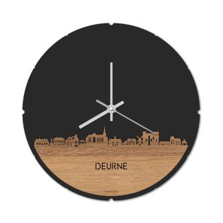 Skyline Klok Deurne Eiken houten cadeau decoratie relatiegeschenk van WoodWideCities