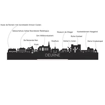 Skyline Klok Rond Deurne Noten houten cadeau decoratie relatiegeschenk van WoodWideCities