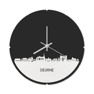 Skyline Klok Rond Deurne Wit glanzend gerecycled kunststof cadeau decoratie relatiegeschenk van WoodWideCities