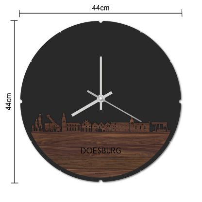 Skyline Klok Rond Doesburg Wit glanzend gerecycled kunststof cadeau decoratie relatiegeschenk van WoodWideCities