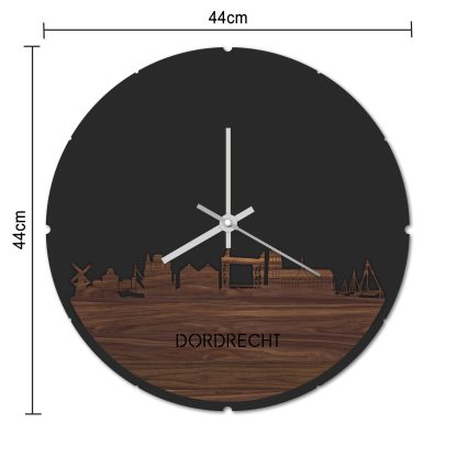 Skyline Klok Rond Dordrecht Eiken houten cadeau decoratie relatiegeschenk van WoodWideCities