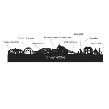 Skyline Klok Rond Drachten Bamboe houten cadeau decoratie relatiegeschenk van WoodWideCities