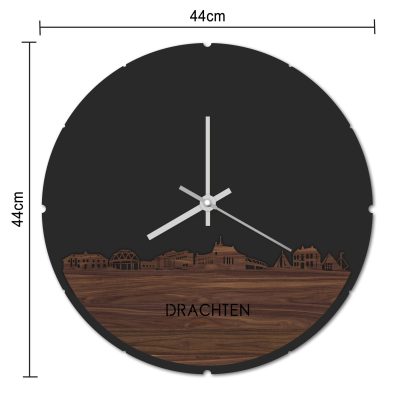 Skyline Klok Rond Drachten Wit glanzend gerecycled kunststof cadeau decoratie relatiegeschenk van WoodWideCities