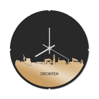 Skyline Klok Rond Dronten Metallic Goud gerecycled kunststof cadeau decoratie relatiegeschenk van WoodWideCities