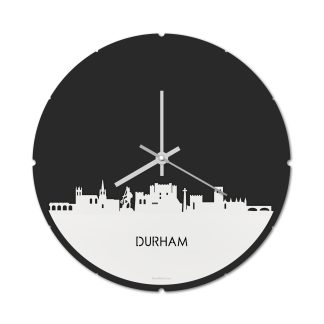 Skyline Klok Rond Durham Wit glanzend gerecycled kunststof cadeau decoratie relatiegeschenk van WoodWideCities