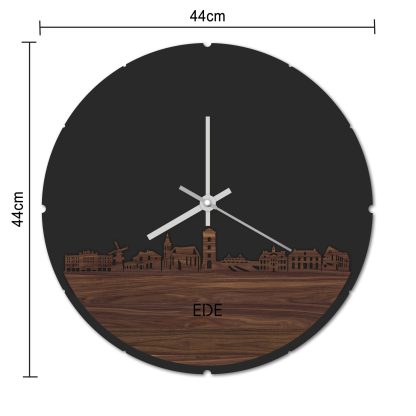 Skyline Klok Rond Ede Bamboe houten cadeau decoratie relatiegeschenk van WoodWideCities