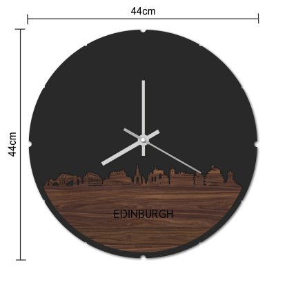 Skyline Klok Rond Edinburgh Bamboe houten cadeau decoratie relatiegeschenk van WoodWideCities