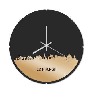 Skyline Klok Rond Edinburgh Metallic Goud gerecycled kunststof cadeau decoratie relatiegeschenk van WoodWideCities