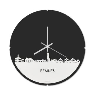 Skyline Klok Rond Eemnes Wit Glanzend houten cadeau decoratie relatiegeschenk van WoodWideCities