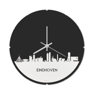 Skyline Klok Rond Eindhoven Wit glanzend gerecycled kunststof cadeau decoratie relatiegeschenk van WoodWideCities