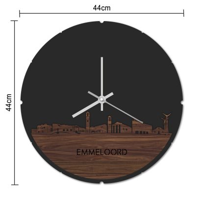 Skyline Klok Rond Emmeloord Bamboe houten cadeau decoratie relatiegeschenk van WoodWideCities