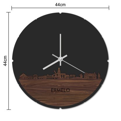 Skyline Klok Rond Ermelo Zwart glanzend gerecycled kunststof cadeau decoratie relatiegeschenk van WoodWideCities