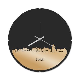 Skyline Klok Rond Ewijk Metallic Goud gerecycled kunststof cadeau decoratie relatiegeschenk van WoodWideCities