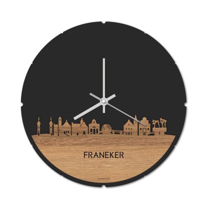 Skyline Klok Franeker Eiken houten cadeau decoratie relatiegeschenk van WoodWideCities