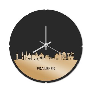 Skyline Klok Rond Franeker Metallic Goud gerecycled kunststof cadeau decoratie relatiegeschenk van WoodWideCities