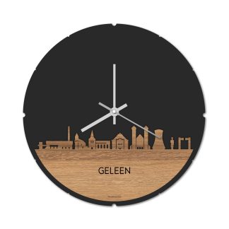 Skyline Klok Geleen Eiken houten cadeau decoratie relatiegeschenk van WoodWideCities