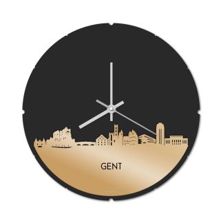 Skyline Klok Rond Gent Metallic Goud gerecycled kunststof cadeau decoratie relatiegeschenk van WoodWideCities