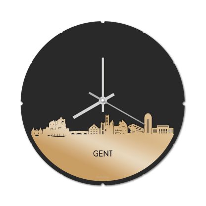 Skyline Klok Rond Gent Metallic Goud gerecycled kunststof cadeau decoratie relatiegeschenk van WoodWideCities