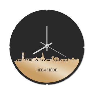 Skyline Klok Rond Heemstede Metallic Goud gerecycled kunststof cadeau decoratie relatiegeschenk van WoodWideCities