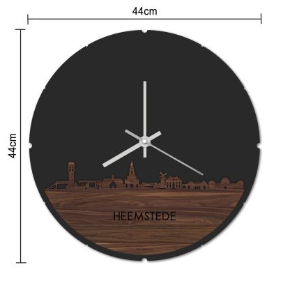 Skyline Klok Rond Heemstede Noten houten cadeau decoratie relatiegeschenk van WoodWideCities