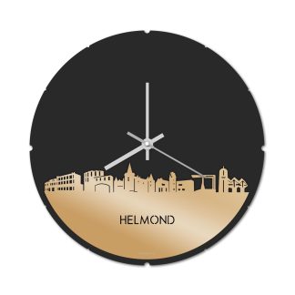 Skyline Klok Rond Helmond Metallic Goud gerecycled kunststof cadeau decoratie relatiegeschenk van WoodWideCities