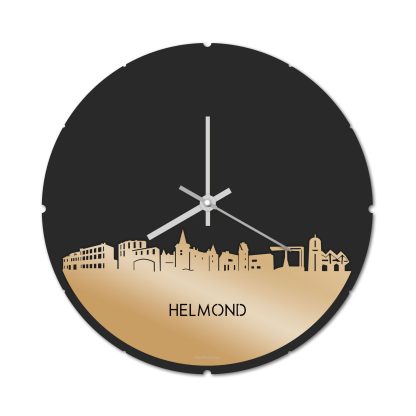 Skyline Klok Rond Helmond Metallic Goud gerecycled kunststof cadeau decoratie relatiegeschenk van WoodWideCities