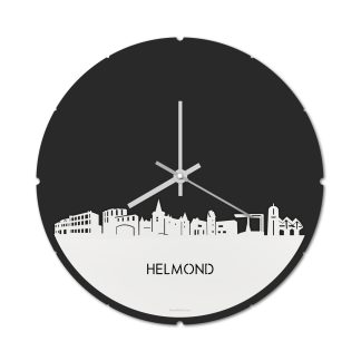 Skyline Klok Rond Helmond Wit glanzend gerecycled kunststof cadeau decoratie relatiegeschenk van WoodWideCities