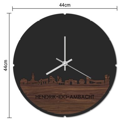 Skyline Klok Rond Hendrik-Ido-Ambacht Eiken houten cadeau decoratie relatiegeschenk van WoodWideCities