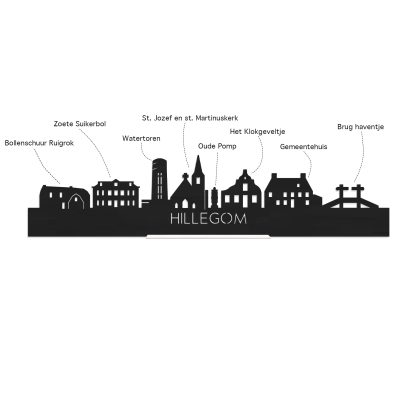 Skyline Klok Rond Hillegom Noten houten cadeau decoratie relatiegeschenk van WoodWideCities