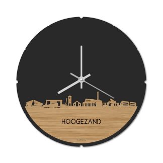 Skyline Klok Rond Hoogezand Bamboe houten cadeau decoratie relatiegeschenk van WoodWideCities