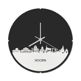 Skyline Klok Rond Hoorn Wit glanzend gerecycled kunststof cadeau decoratie relatiegeschenk van WoodWideCities