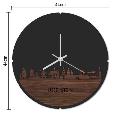 Skyline Klok Rond IJsselstein Eiken houten cadeau decoratie relatiegeschenk van WoodWideCities