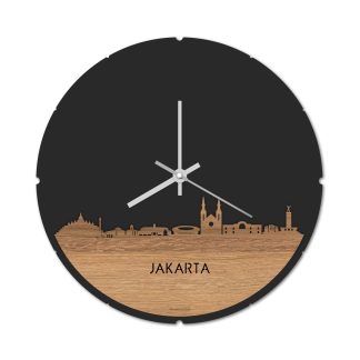 Skyline Klok Jakarta Eiken houten cadeau decoratie relatiegeschenk van WoodWideCities