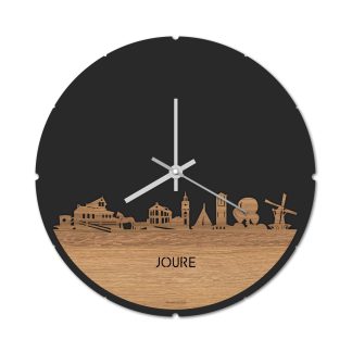 Skyline Klok Rond Joure Eiken houten cadeau decoratie relatiegeschenk van WoodWideCities