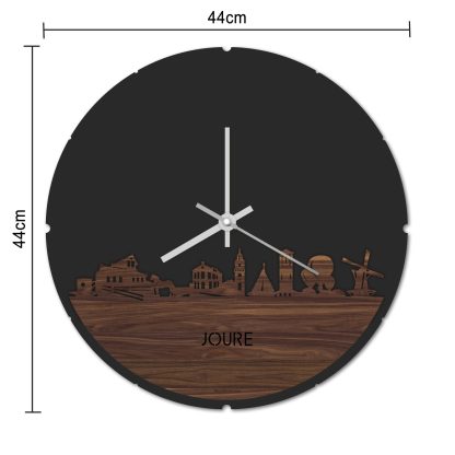 Skyline Klok Rond Joure Noten houten cadeau decoratie relatiegeschenk van WoodWideCities