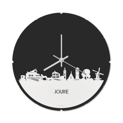 Skyline Klok Rond Joure Wit glanzend gerecycled kunststof cadeau decoratie relatiegeschenk van WoodWideCities