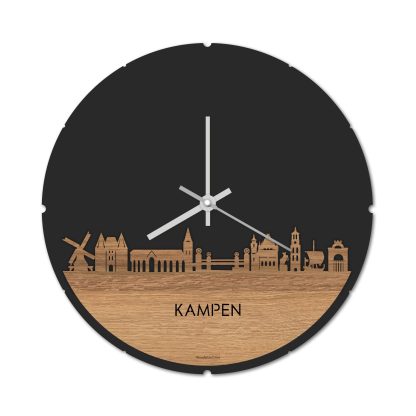 Skyline Klok Kampen Eiken houten cadeau decoratie relatiegeschenk van WoodWideCities