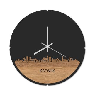 Skyline Klok Katwijk Eiken houten cadeau decoratie relatiegeschenk van WoodWideCities