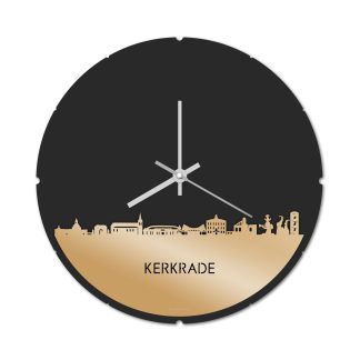 Skyline Klok Rond Kerkrade Metallic Goud gerecycled kunststof cadeau decoratie relatiegeschenk van WoodWideCities