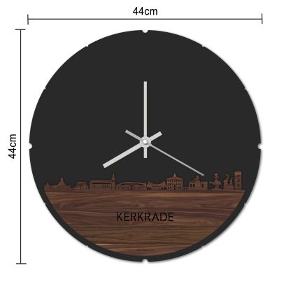 Skyline Klok Rond Kerkrade Wit glanzend gerecycled kunststof cadeau decoratie relatiegeschenk van WoodWideCities