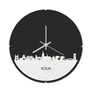 Skyline Klok Rond Köln Wit glanzend gerecycled kunststof cadeau decoratie relatiegeschenk van WoodWideCities