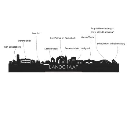 Skyline Klok Rond Landgraaf Bamboe houten cadeau decoratie relatiegeschenk van WoodWideCities