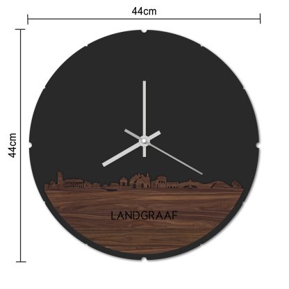 Skyline Klok Rond Landgraaf Eiken houten cadeau decoratie relatiegeschenk van WoodWideCities