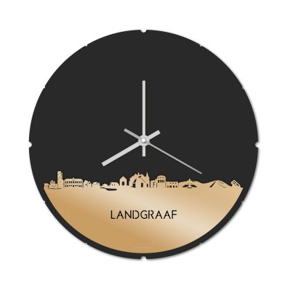 Skyline Klok Rond Landgraaf Metallic Goud gerecycled kunststof cadeau decoratie relatiegeschenk van WoodWideCities