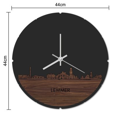 Skyline Klok Rond Lemmer Bamboe houten cadeau decoratie relatiegeschenk van WoodWideCities